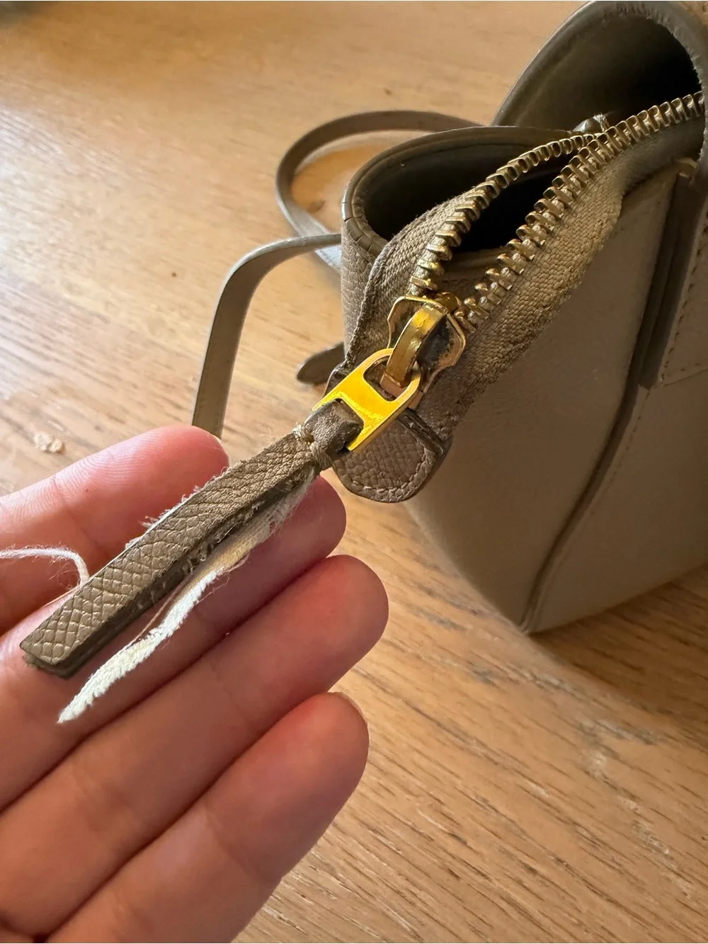 CELINE Taupe Brown Mini Nano Belt Satchel with Top Handle